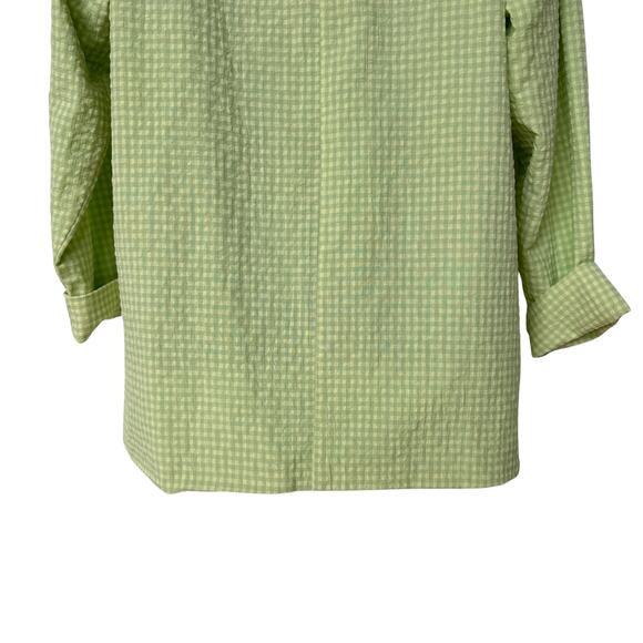Le Lis Blazer Shorts Crop Top Green Yellow Gingham Plaid Suit 3 Pc Women's S/M - Picture 15 of 16